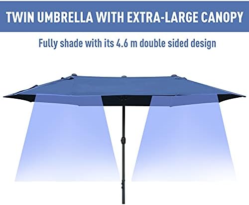 Outsunny 4.6m Garden Parasol Double-Sided Sun Umbrella Patio Market Shelter Canopy Shade Outdoor with Cross Base