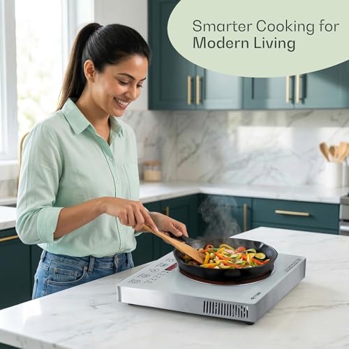 Image of iBELL CLOUD390 Infrared Cooktop 2200W - Works with All Types of Cookware, Adjustable Temperature Control, Energy-Efficient Heating, Durable Strong Handles, Portable Electric Cooking Stove, White