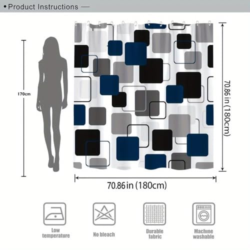 Rideau de douche géométrique abstrait moderne imperméable 110x170cm
