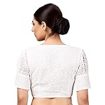 Studio-Shringaar-Womens-Georgette-Puff-Sleeves-Chikankari-Saree-Blouse