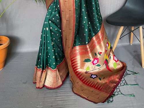 Rang Priya green paithani silk saree – image 6