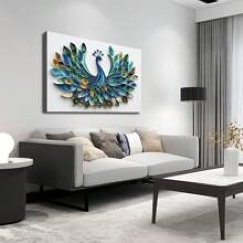 Impression toile paon bleu affiche décoration murale 60x80 - 4