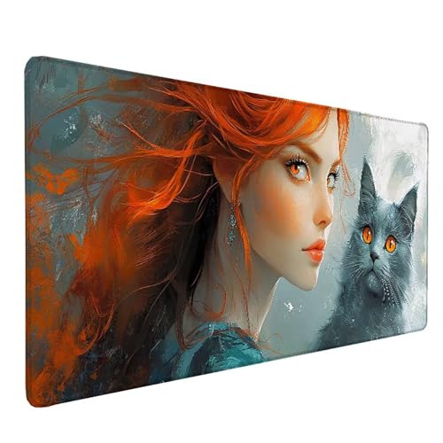 Tapis souris bureau XXL motif chat pour un espace de travail inspirant