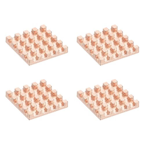 PATIKIL Disipador De Cobre 13x13x2mm 4 Pcs Radiador Refrigerador Para miniordenador de placa única Chip CPU Transistor De Potencia FET IC Amplificador De Potencia