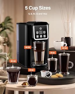 SHARDOR Single Serve Coffee Maker 2.0, Hot and Iced Coffee Machine for K Cup Pods & Ground Coffee, 6 to 14 oz Brew Sizes, 50 oz Removable Water Tank, Bold Brew Setting, Stainless Steel, Black