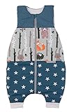 ULLENBOOM® Schlafsack Baby Sommer mit Füßen 70 cm, 6-18 Monate - Waldtiere Petrol (Made in EU) - 0,5 TOG, Aus OEKO TEX Materialien, Ideal als Baby Schlummersack oder Schlafanzug