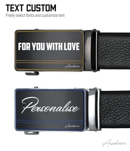 Asakora Custom Men's Belt,Personalized Engraved Name 1 3/8" Leather Ratchet Dress Belt,Customizable Fit,Elegant Gift Box2