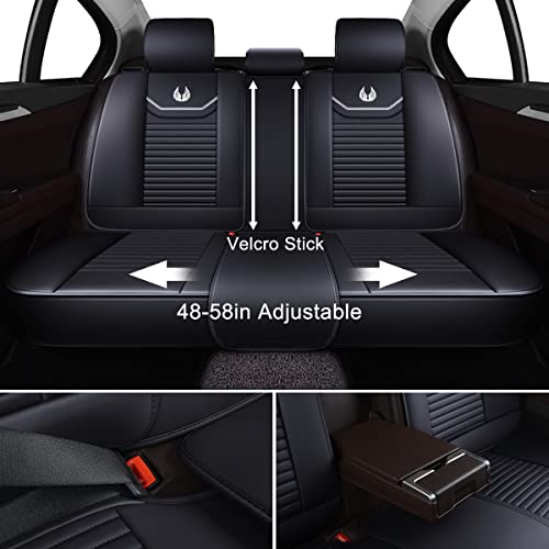 Oasis Auto Car Seat Covers Accessories Full Set Premium Nappa Leather Cushion Protector Universal Fit For Most Cars Suv Pick-Up Truck, Automotive Vehicle Auto Interior Décor (Od-008 Black) #TOP3