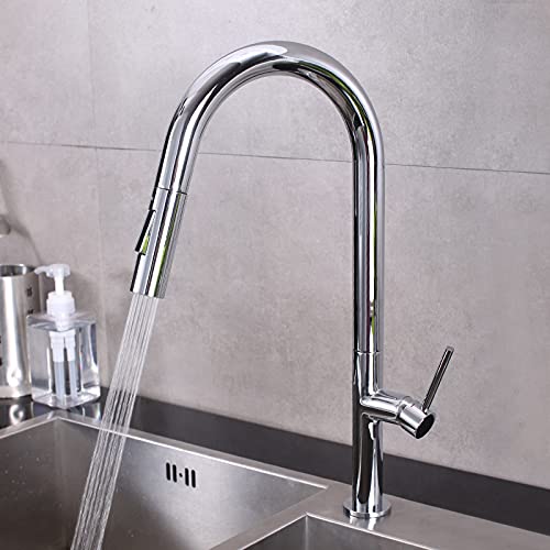 Robinet de cuisine rétractable tactile argenté monocommande pour évier - 5