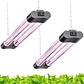Hlite 16inch 2 Pack LED Grow Lights - Linkable Grow Lights for Indoor Plants, Full Spectrum Plant Lights Plug and Hanging Design with On/Off Switch Hanging Grow Light from seedling to Flowering, Black