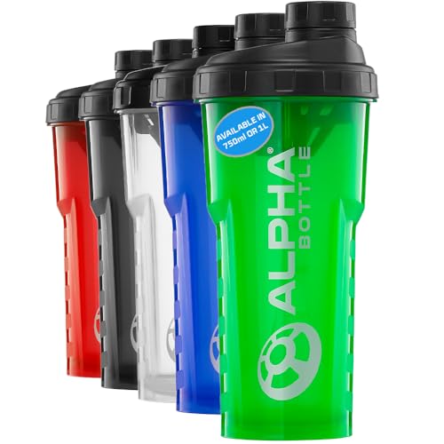 Alpha Designs Protein Shaker Bottle 750ml - 0.75L Gym Bottle for Protein Shakes - Leakproof Screw Cap - Green