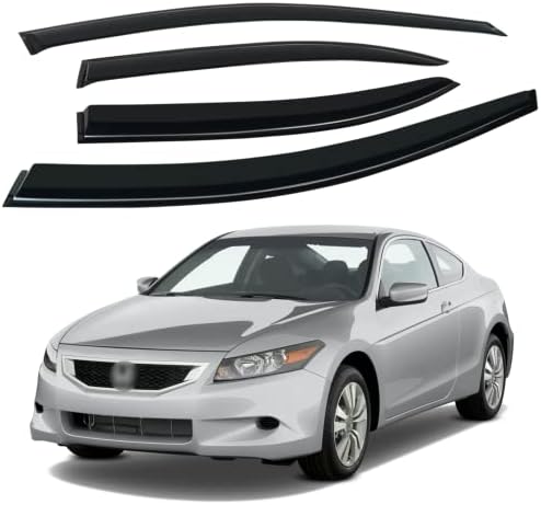 4PCS Rain Guards Window Visors Wind Deflector Fits for 2008-2012 Honda Accord 4-Door Sedan, 94960, Front & Rear Outside Mount Vent Shade