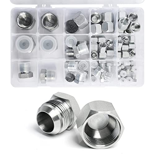 YFIXTOOL 64 Pcs. JIC 37° Flare Thread Cap & Plug Assortment Kit, Galvanized Steel with Precision Threading Hydraulic Adapter an Fitting Set, Dash Sizes 04 06 08 10 12 16 by YFIXTOOL - Image 6