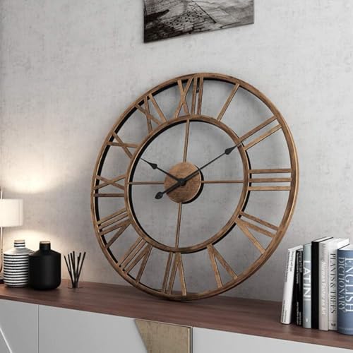 Craft2lance Metal Analog Wall Clock Decor Art Sculpture | 18 Inches (45 cm), Brown – Stylish Home, Office, Living Room, Bedroom & Restaurant/Café Wall Décor