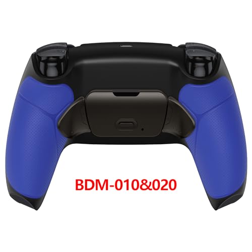 Image of eXtremeRate Blue Real Metal Buttons (RMB) Version Rise 2.0 Remap Kit for PS5 Controller BDM-010 020 Black Rubberized Grip Back Shell, Upgraded Programable Back Buttons Attachment for PS5 Controller