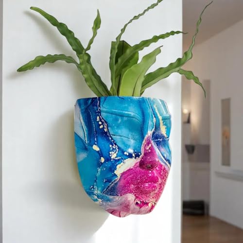 Image of Lady Face Wall Planter | Calm face | Abstract Resin Hanging Planter | 17.5 x 13.5 cm | Wall Decoration | Balcony & Living Room Home Decor (Multicolour)