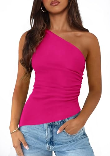 Image of PRETTYGARDEN One Shoulder Summer Tops for Women