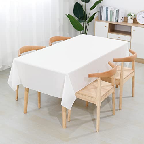 Jhdzdhy 54 Inch X 100 Feet Plastic Table Cover Roll Disposable Tablecloth With Slide Cutter For All Type/Shape Tables | Picnic, Party, Banquet, Birthdays, Weddings (White) #TOP5