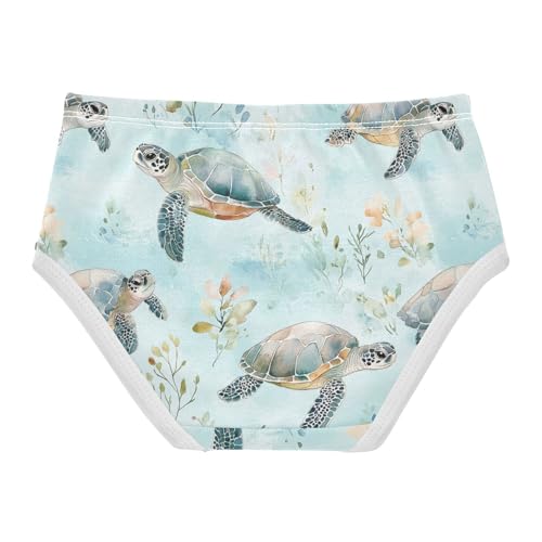 Wusikd Turtle Starfish Girls' Underwear Cotton Watercolor Girls Briefs Soft Toddler Underwear 2T2