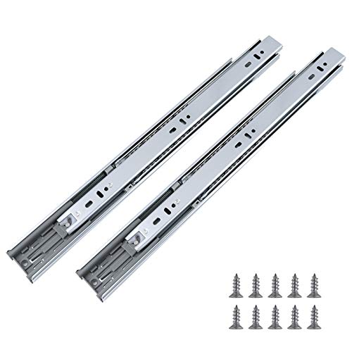 2 pares de deslizadores de cajón de montaje lateral de extensión completa DHH32-14 pulgadas de cierre suave de 3 pliegues; capacidad de 100 libras