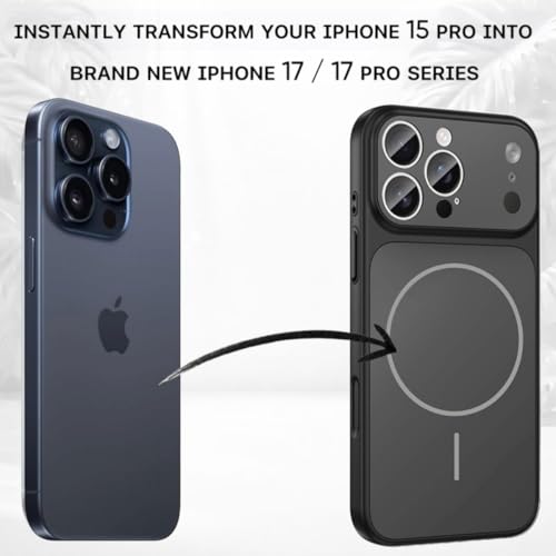 Image of SHINESTAR Converter Case for iPhone 15 Pro | Premium Protective Mag-Safe Cover | iPhone 17 Pro / 17 Pro Max Series Style Design | in-Built Camera Guard | Wireless Charging Compatible - Black