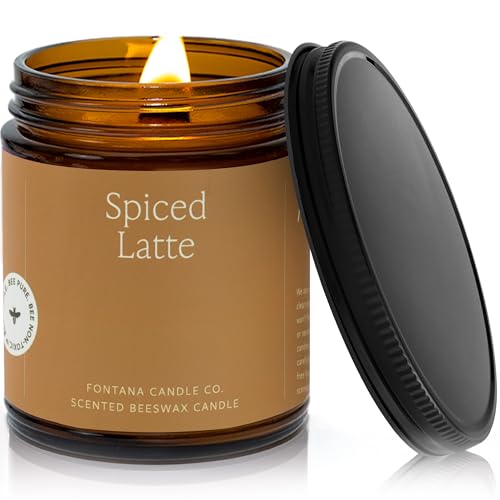 Fontana Candle Co Wood Wick Beeswax Jar Candles, Spiced Latte