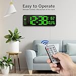 Zgrmbo 16" Large Digital Wall Clock with Remote, Large Display LED Wall Clock for Living Room/Gym/Shop/Warehouse/Office Decor, 12/24H, Auto Dimming, Timer(Not Included USB Adapter)