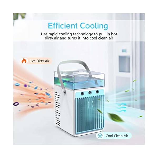 Mini Climatiseur Portable Double Moteur – Ventilateur USB Réglable, Rechargeable, Noir