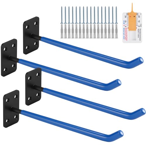 MHHO-WG 4- Reifenhalter wandhalterung wandmontierter Reifenhalter große Garagenhaken Blauer autoreifen wandhalterung Garagenorganisator geeignet für Gartenschläuche Klappstühle und Leitern(29 5cm)