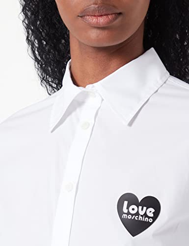 Love Moschino Camiseta de Manga Larga de Corte estándar, Blanco óptico, 42 para Mujer