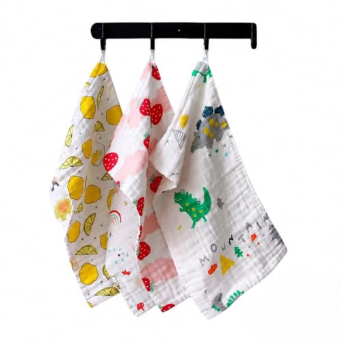 Image of BabyGo Muslin Baby Washcloths - 6 Layer Ultra Soft Cotton Baby Towels | Highly Absorbent Face Towels for Newborns, Kids & Toddlers | Quick Dry Burp Cloths & Bath Essentials (Large) - Pack of 3