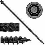 #14 X 8 Heavy Duty Black Timber/Log/Landscaping Wood Screws - Exterior Coated Heavy Duty Screws (50 Count - Heavy Duty Black Log Wood Screws)