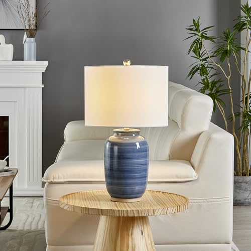 Maxax 25 Blue Ceramic Table Lamp for Modern Living Room and Bedroom
