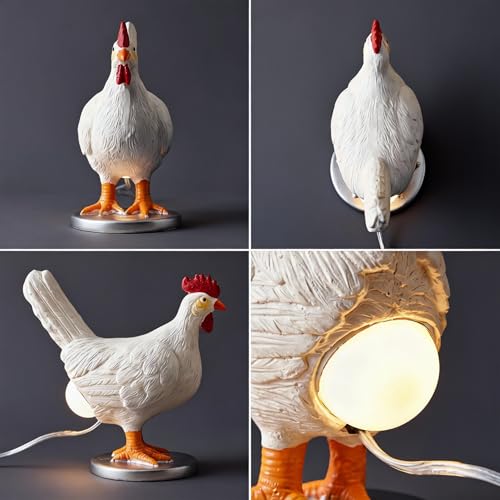 Lámpara de mesa con luz LED tactil, diseño de gallina miniatura 5