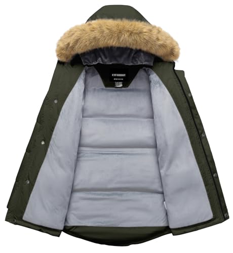 Image of Boy's Winter Coat Waterproof Kids Puffer Jacket Thicken Parka Fleece Lined Bubble Ski Snow Outerwear with Fur Hood