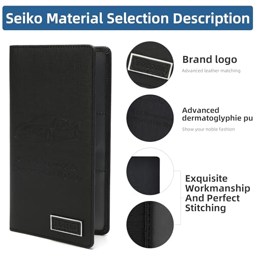 Image of Car Registration and Insurance Holder Glove Box Folder-Premium PU Leather Car Document Wallet Driver's License, Cards and Other Essentials (Reticulated black)