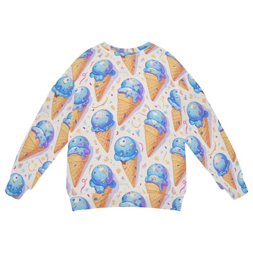 JUNZAN Ice Cream Pattern Blue Little Kids Hoodie Sweatshirt Fleece Boys Sweat Shirt Camping 4T2