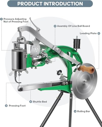 Leather Sewing Machine, Manual Cobbler Sewing Machine Leather, Shoe Repair Machine with Dual Cotton Nylon Line Canvas for Shoe Tents and Belt