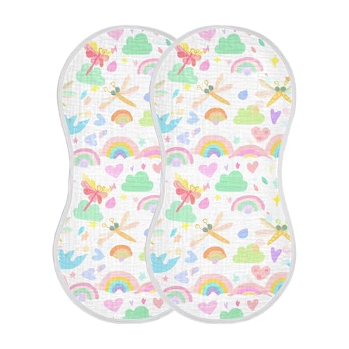 xigua Rainbows Baby Burp Cloths for Newborn Boys and Girls 2 Pack, Soft & Absorbent Cotton Baby Burp Cloth, Baby Washcloths, Newborn Towel, Burp Rags2