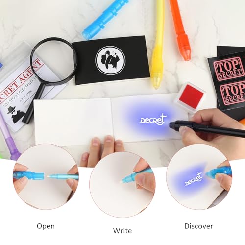 48 Stück Detektiv Set Kinder Detektiv Geburtstag Mitgebsel mit UV Stift, Notizbuch, Detektivausweis, Lupen, Stempelkissen Detektive Spielzeug Kindergeburtstag Gastgeschenke für Jungen Mädchen