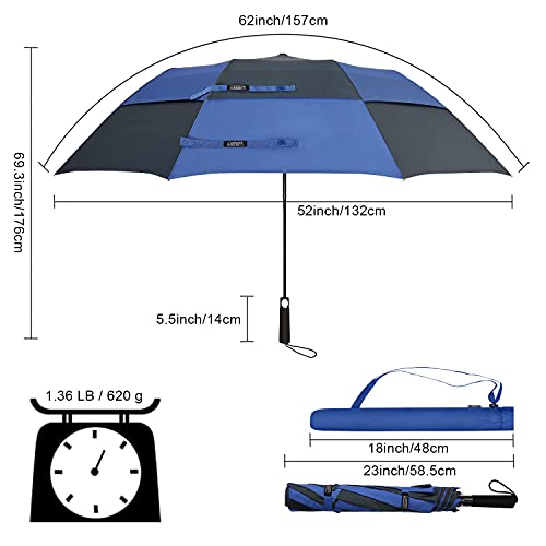 Image of G4Free 62 inch Portable Golf Umbrella Automatic Open Large Oversize Vented Double Canopy Windproof Waterproof Sport Umbrellas
