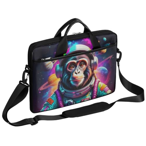 Chimp Astronaut Space Planetary Laptop Shoulder Bag for Men Women Slim Briefcase Messenger Bag Waterproof 15.6 Inch Laptop Bag Carrying Case Fit 14-15.6 Inch Notebook Computer Tablet