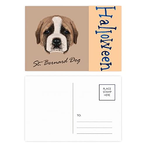 Cartes postales Halloween motif chien St.Bernard marron lot de 20 pour correspondance