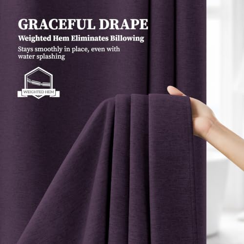 BTTN Purple Linen Textured Waterproof Fabric Shower Curtain Set, 72x72 by BTTN - Used condition - Image 4