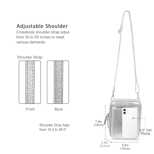 Image of befen Genuine Leather Crossbody Cell Phone Purse for Women, Small Zip Around RFID Blocking Crossbody Wallet Bags