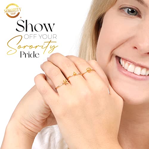 Sorority Shop Pi Beta Phi Stacking Ring Set - Adjustable Rings with 18k Gold Plating3