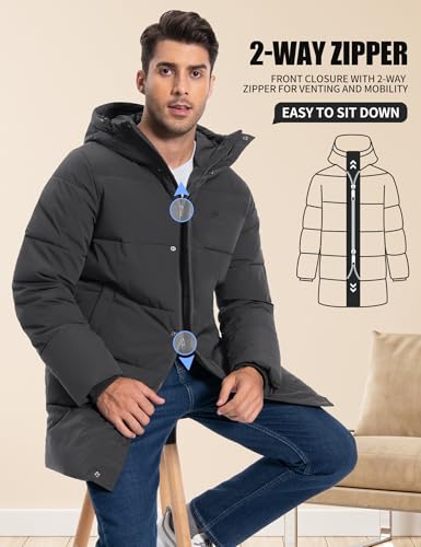 Image of Pioneer Camp Mens Long Winter Coat Hooded Waterproof Insulated Puffer Jacket Thicken Puffy Warm Down Windbreaker Parka