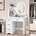 Haibinsuo Lighted Makeup Vanity Desk, Large Bedroom Dressing Table with Adjustable LED Mirror, Vanity Desk with Storage Shelves and 4 Drawers, Makeup Station for Organized Beauty Routine (A)