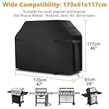 BBQ Cover,Large Barbecue Covers,Heavy Duty Outdoor Gas Grill Cover with Reflective Strips,Waterproof,Rip-proof,Dust-proof for Outback,Weber,Char Broil,Brinkmann (Black, 170 x 61 x 117 cm) - Image 2