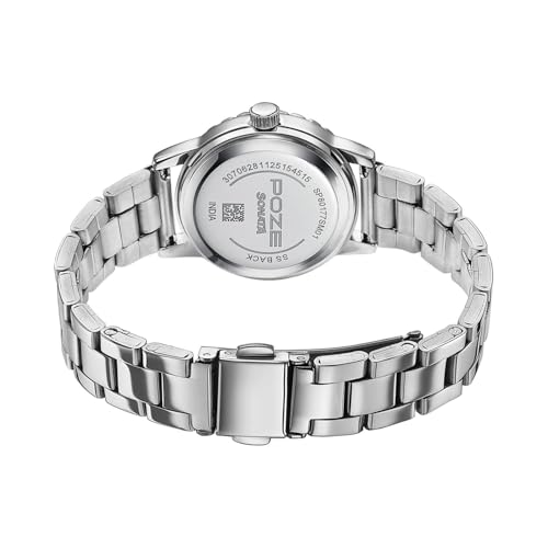 Image of Sonata Poze 8 Quartz Analog with MOP White Dial Silver Solid Link Strap Watch for Women - SP80177SM01W